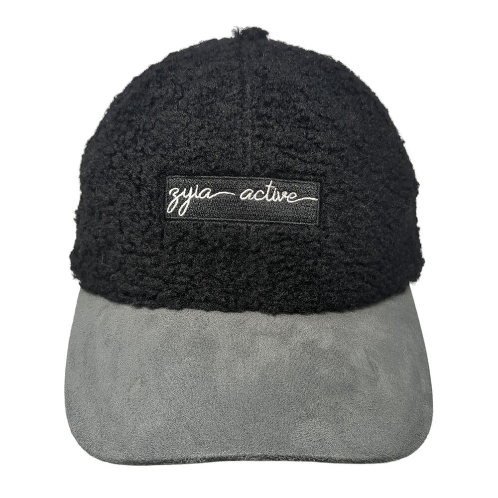Zyia Active Slideback Baseball Cap Black One Size Adjustable Sherpa 6 Panel